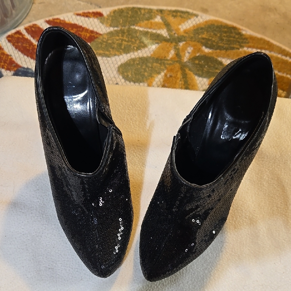 Charlotte Russe Black Sequin Heels